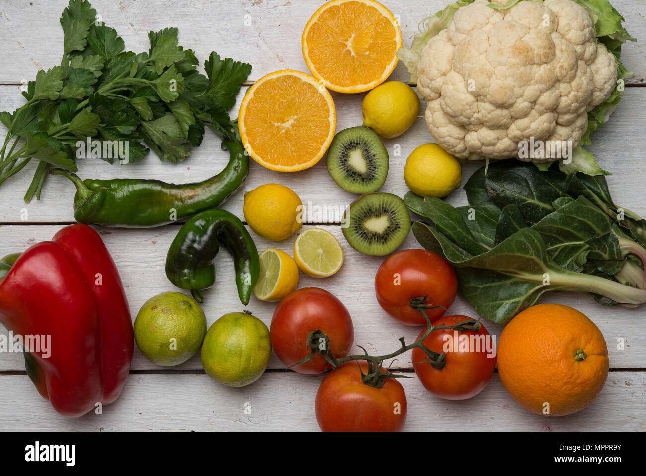 Various fruits and vegetables with vitamin c Stock Photo Alamy