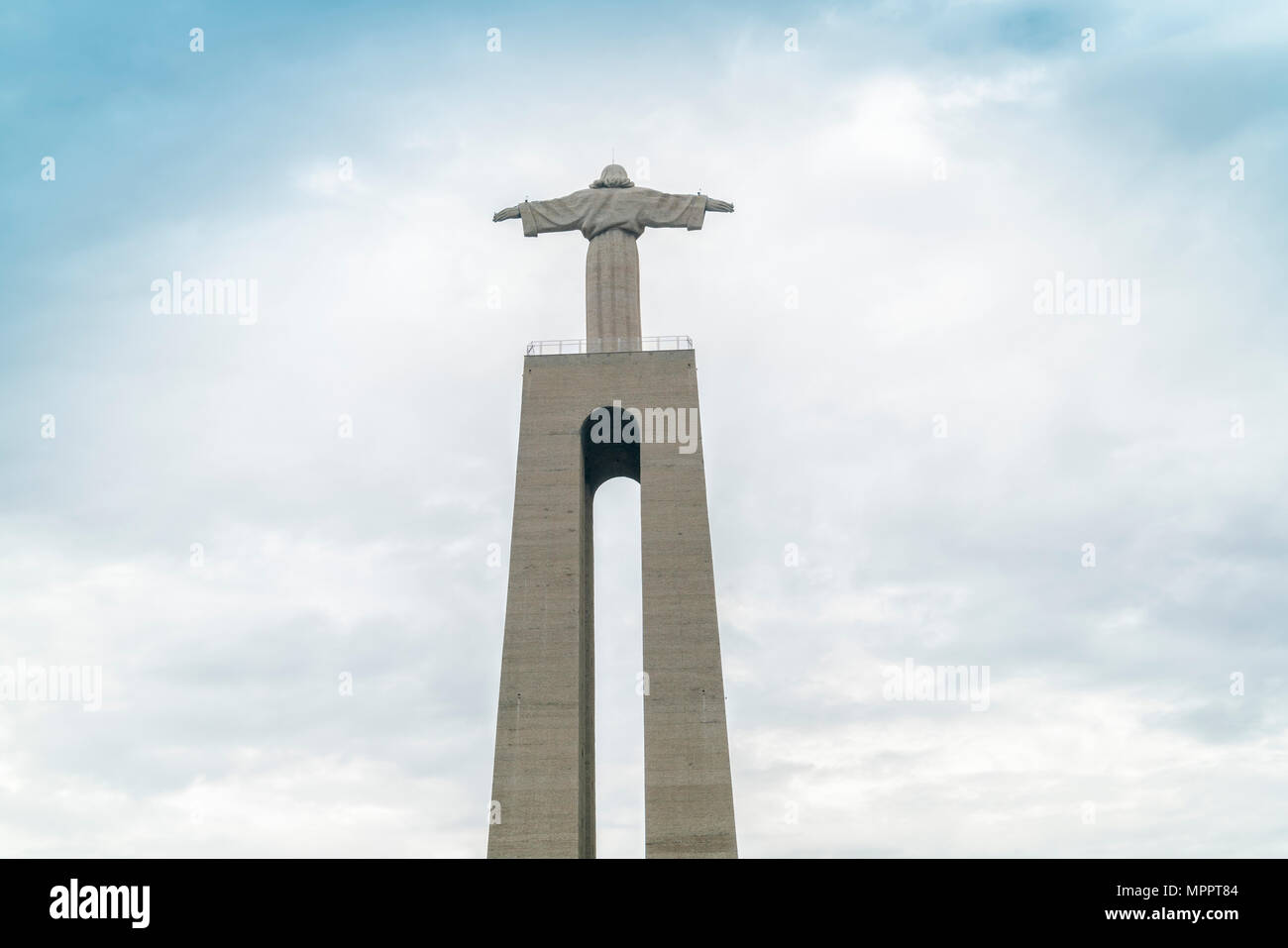 Portugal, Lisbon, Almada, Cristo-Rei, view of statue and catholic monument of Jesus Christ Stock Photo