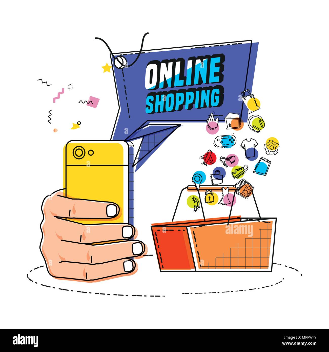 smartphone with shopping online icons pop art style vector illustration  design Stock Vector Image & Art - Alamy