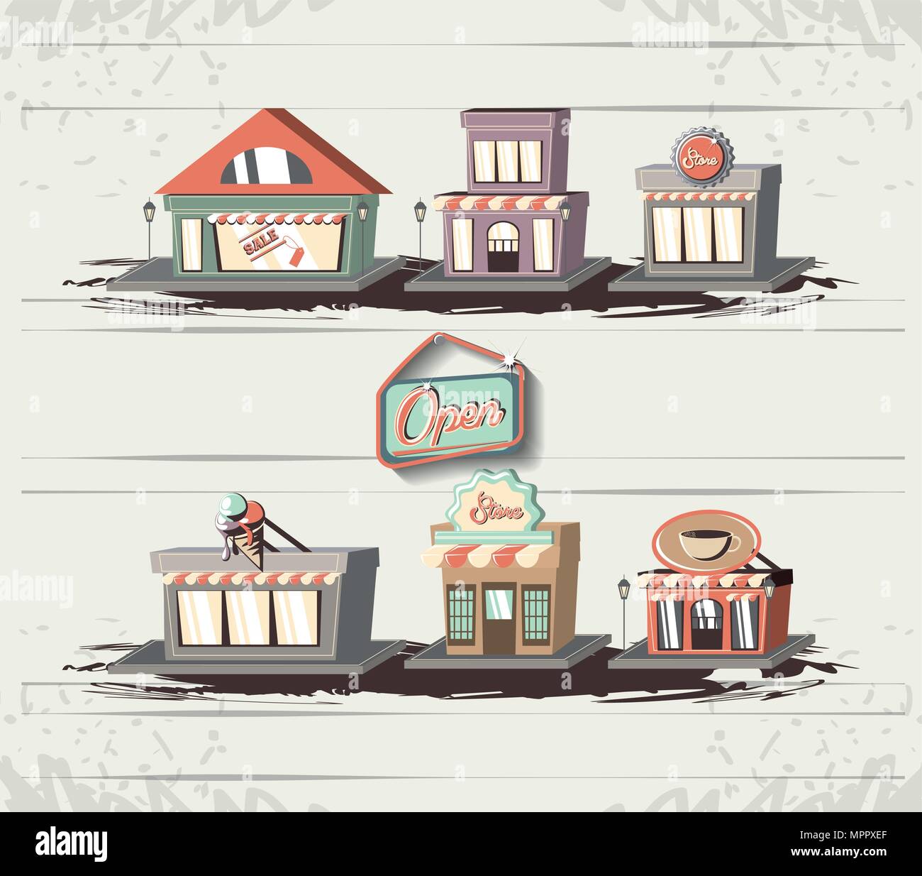 retro store style set icons vector illustration design Stock Vector