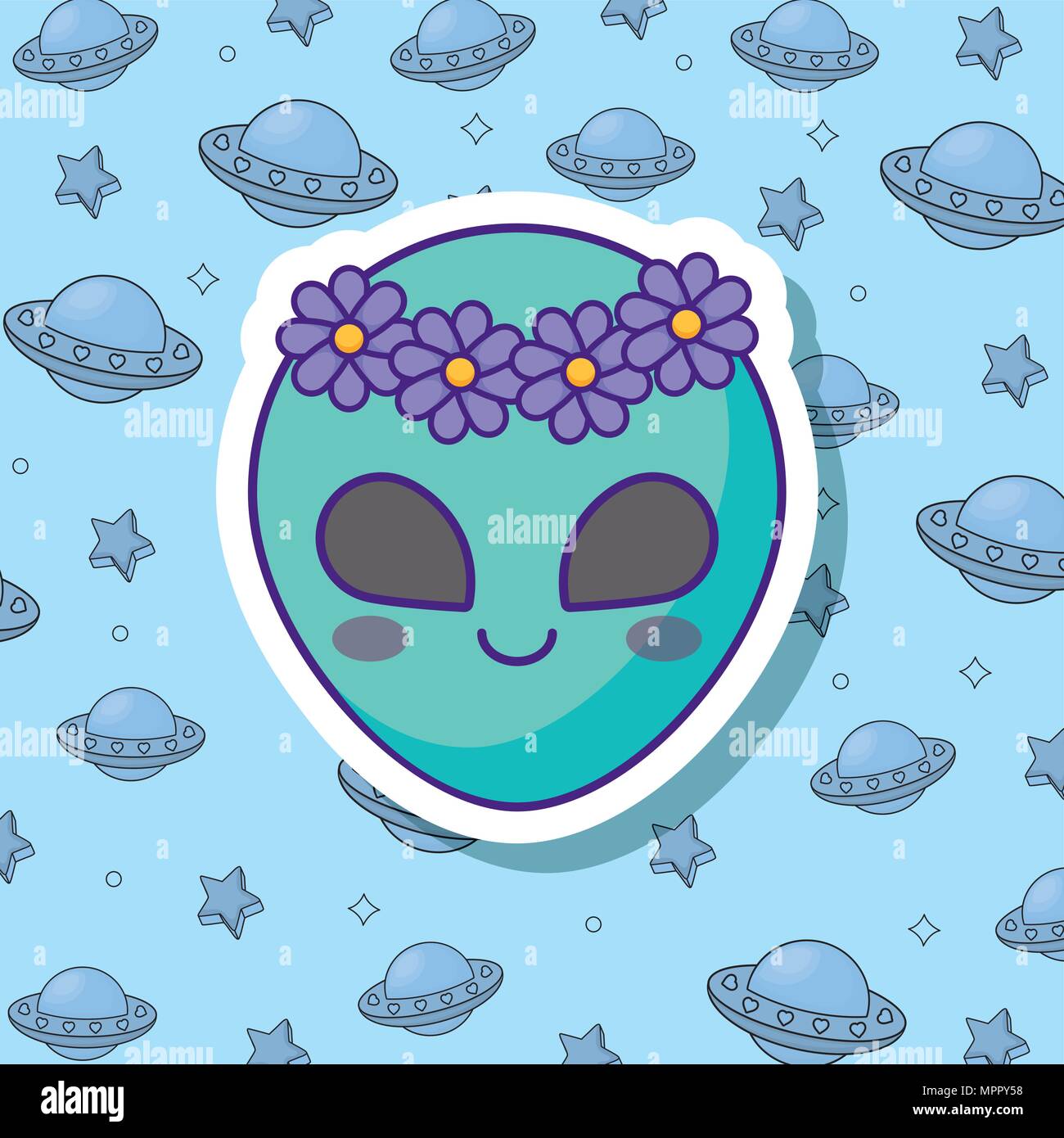 Cute Alien Icon Over Blue Background Colorful Design Vector Illustration Stock Vector Image Art Alamy Cute Alien Icon Over Blue Background Colorful Design Vector Illustration Stock Vector Image Art Alamy