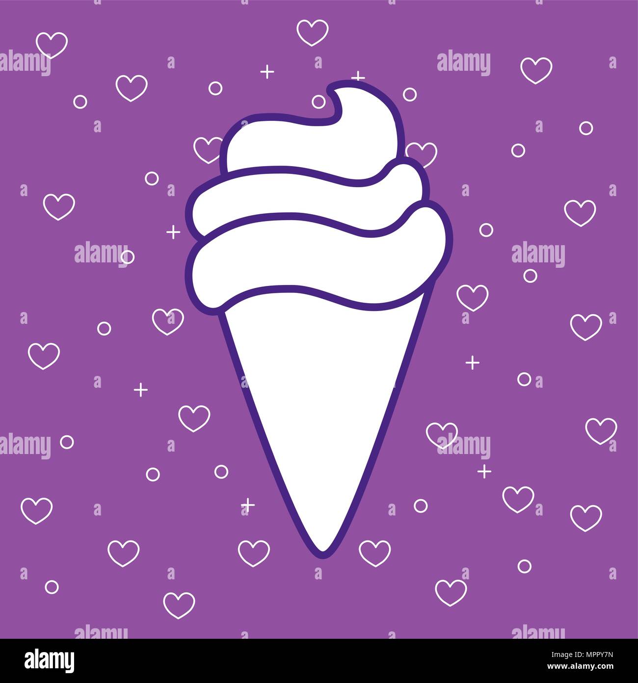 ice cream cone icon over purple background, colorful design. vector
