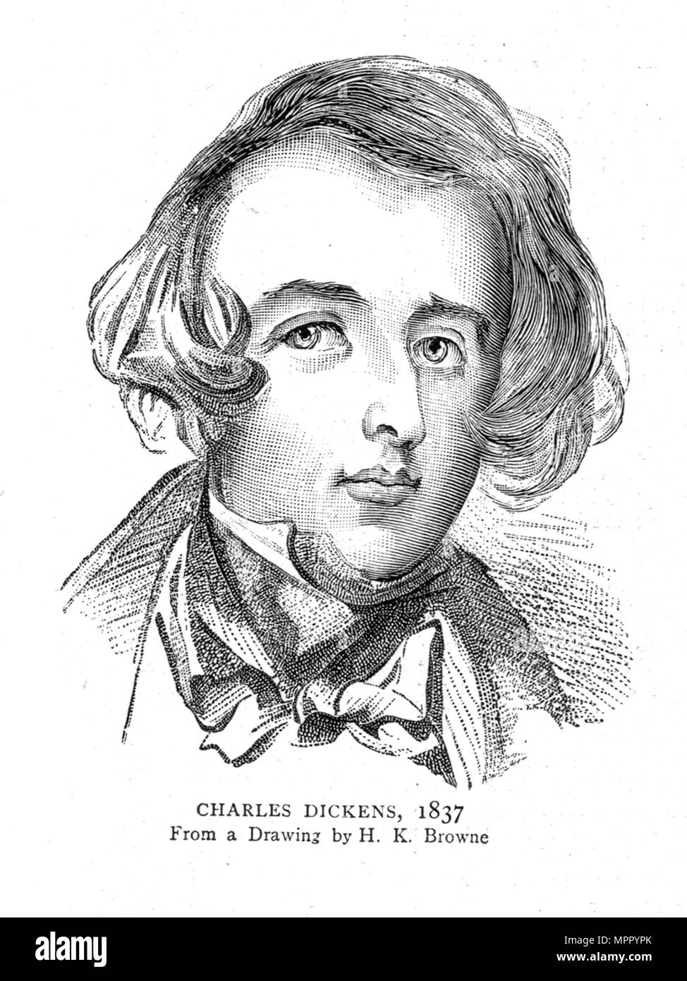 Charles Dickens, 1837. Artist: H K Brown. Stock Photo