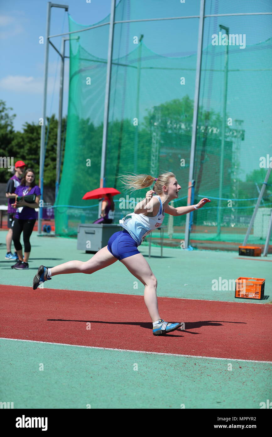 Loughborough, England, 20th, May, 2018. Bethan Rees competing in the ...