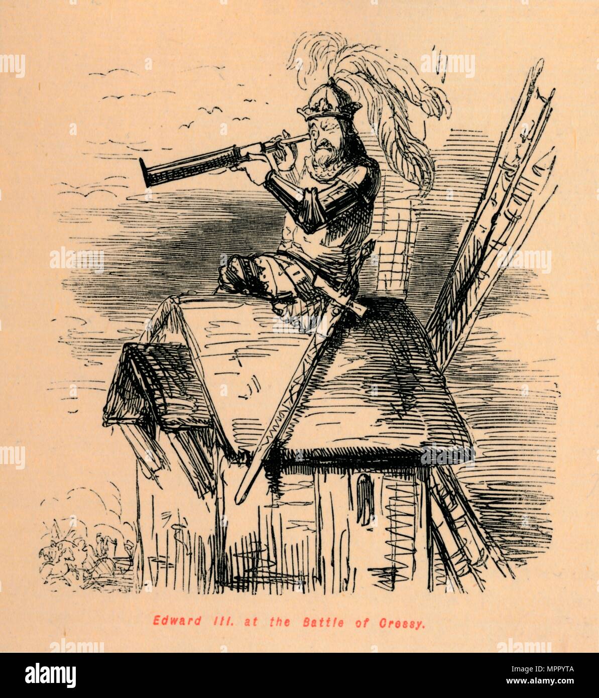 'Edward III at the Battle of Cressy', c1860, (c1860). Artist: John Leech. Stock Photo