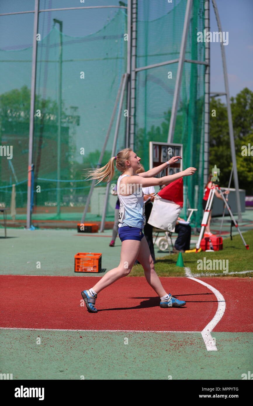 Loughborough, England, 20th, May, 2018. Bethan Rees competing in the ...