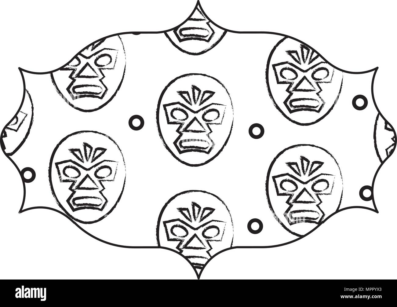 arabic frame with wrestler mask pattern over white background, vector ...