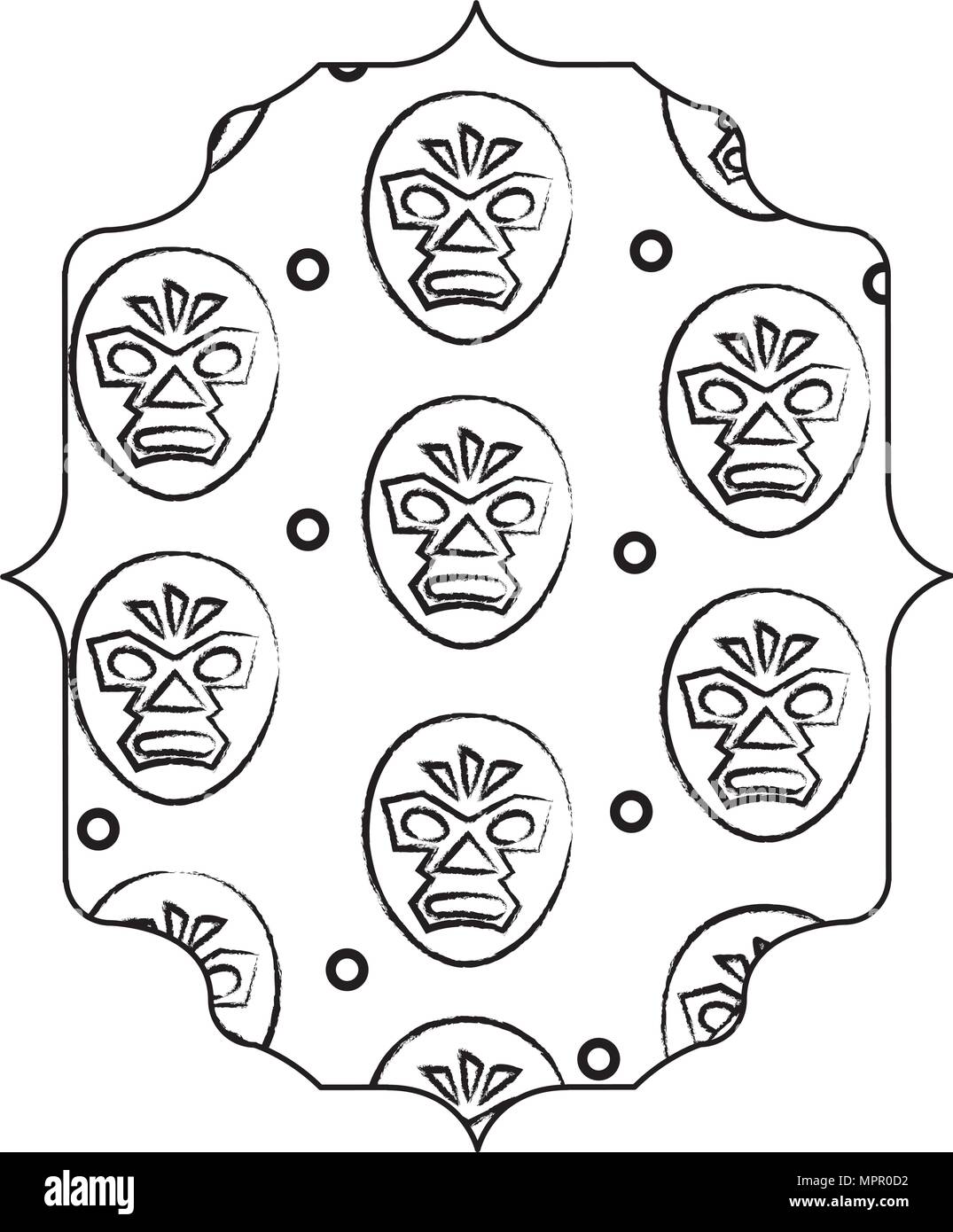 arabic frame with wrestler mask pattern over white background, vector ...
