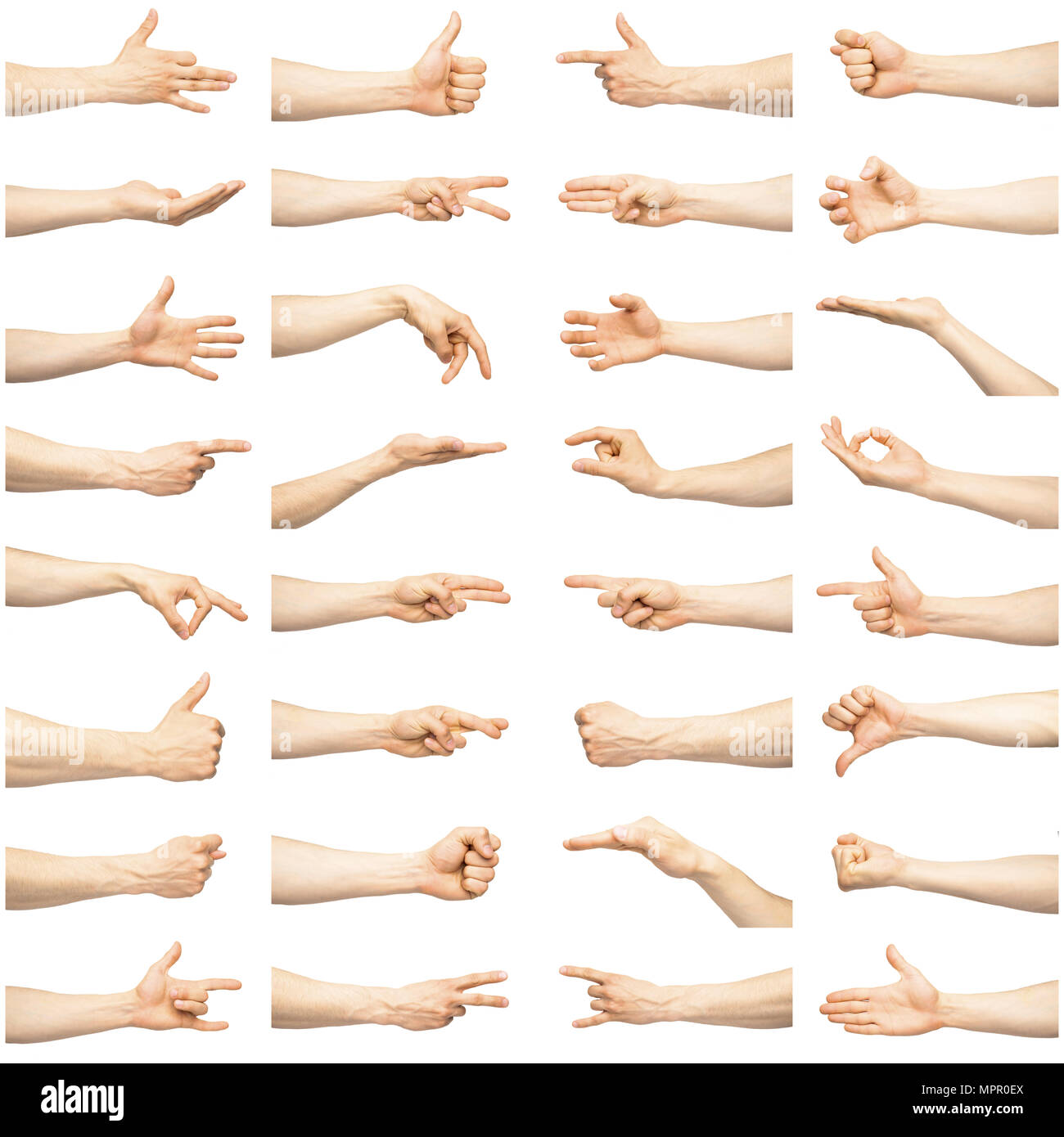 Multiple male hand gestures Stock Photo