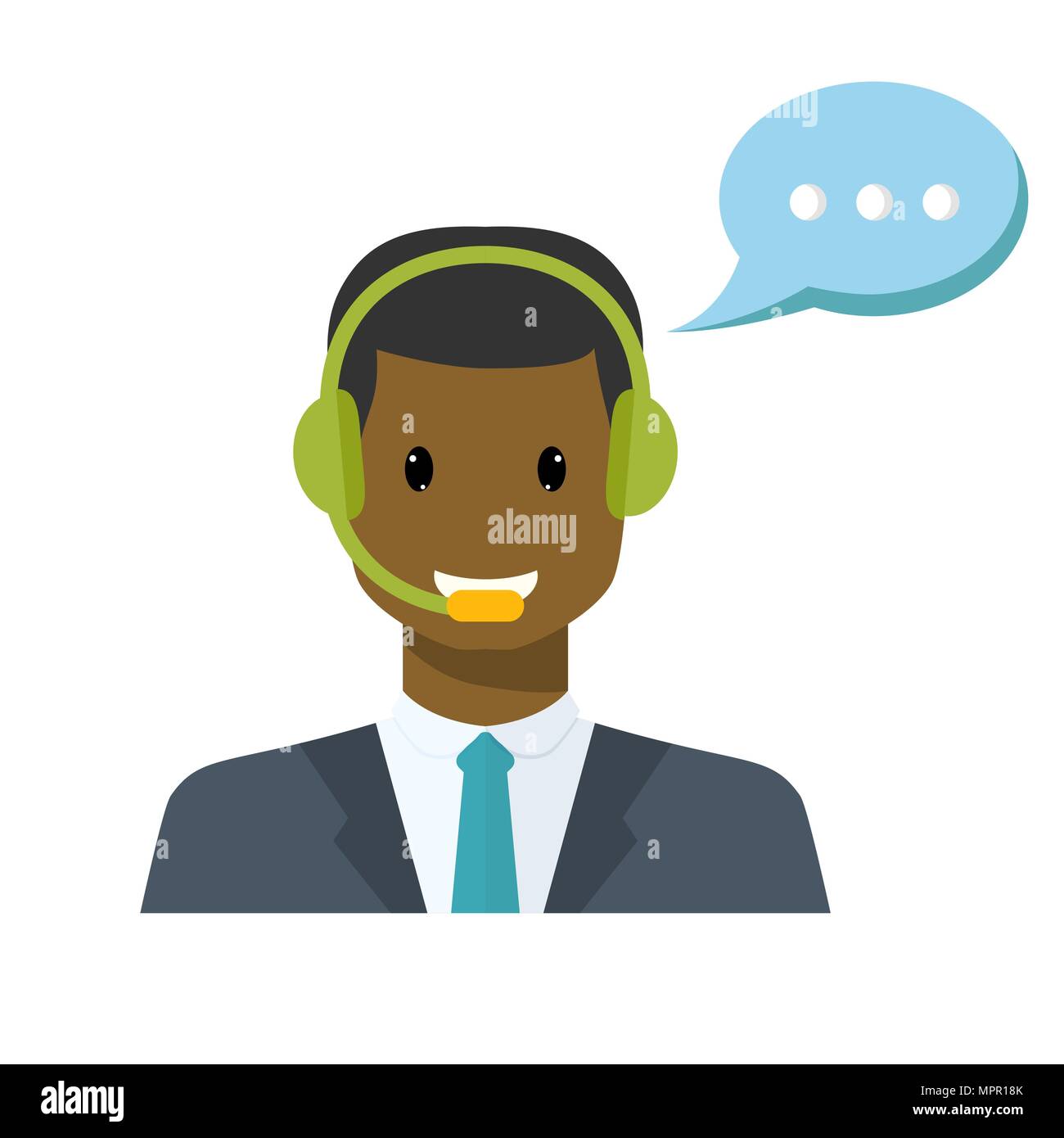 Call center avatar in a flat style with a headset Stock Vector