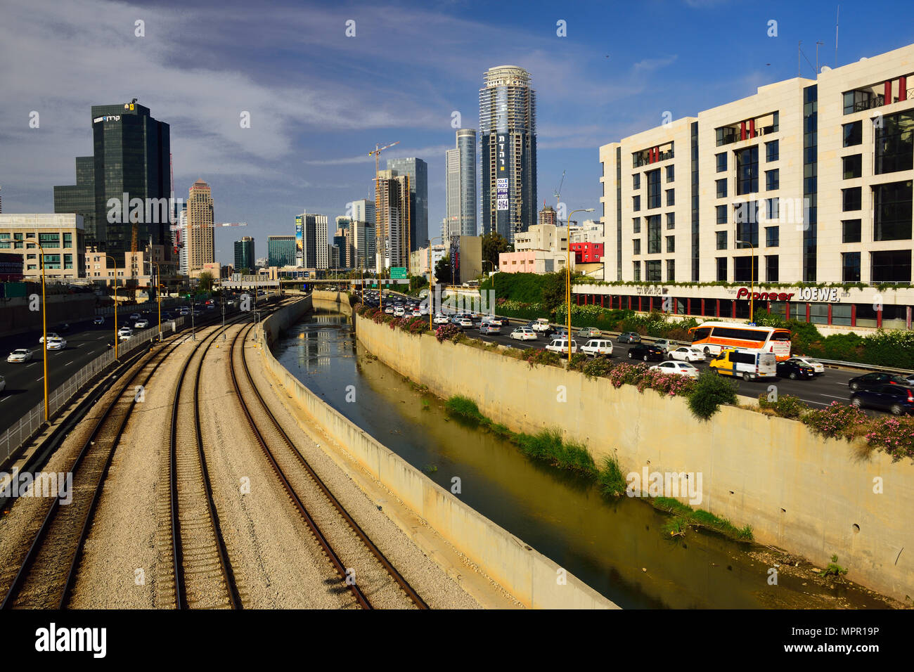 Cityscape of modern Tel Aviv with Ayalon highway view Stock Photo - Alamy