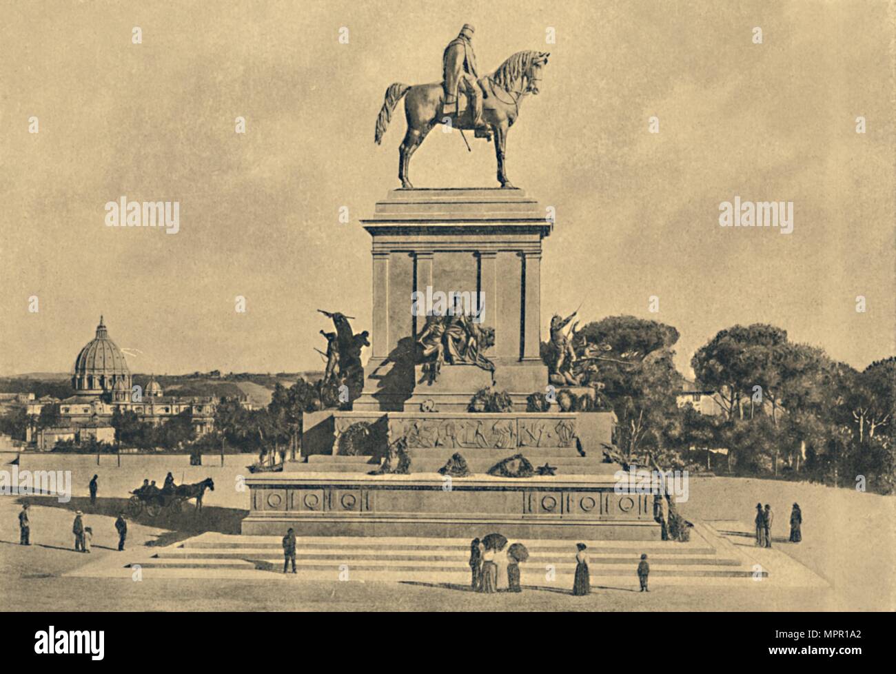'Roma - Janiculum Hill - Monument to Garibaldi, by Emilio Gallori', 1895', 1910. Artist: Unknown. Stock Photo