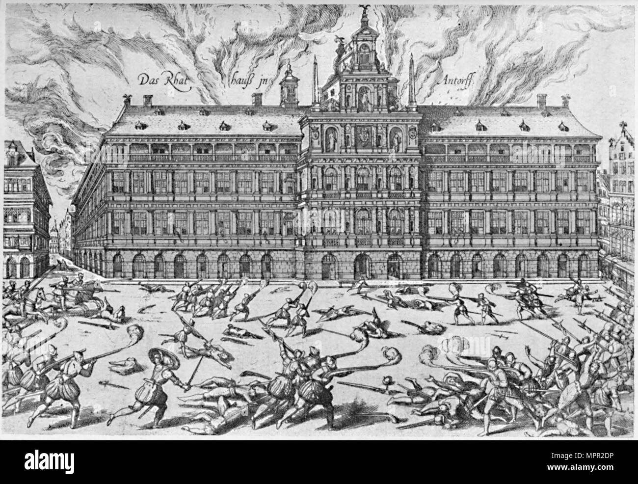'The Sack of Antwerp, 1576',  (1903). Artist: Frans Hogenberg. Stock Photo