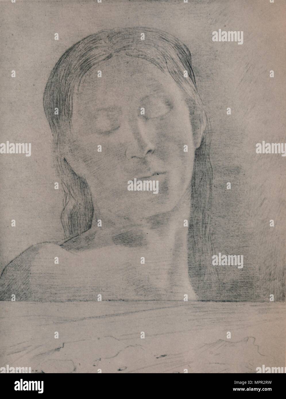 'Closed Eyes', c.1890, (1946). Artist: Odilon Redon. Stock Photo