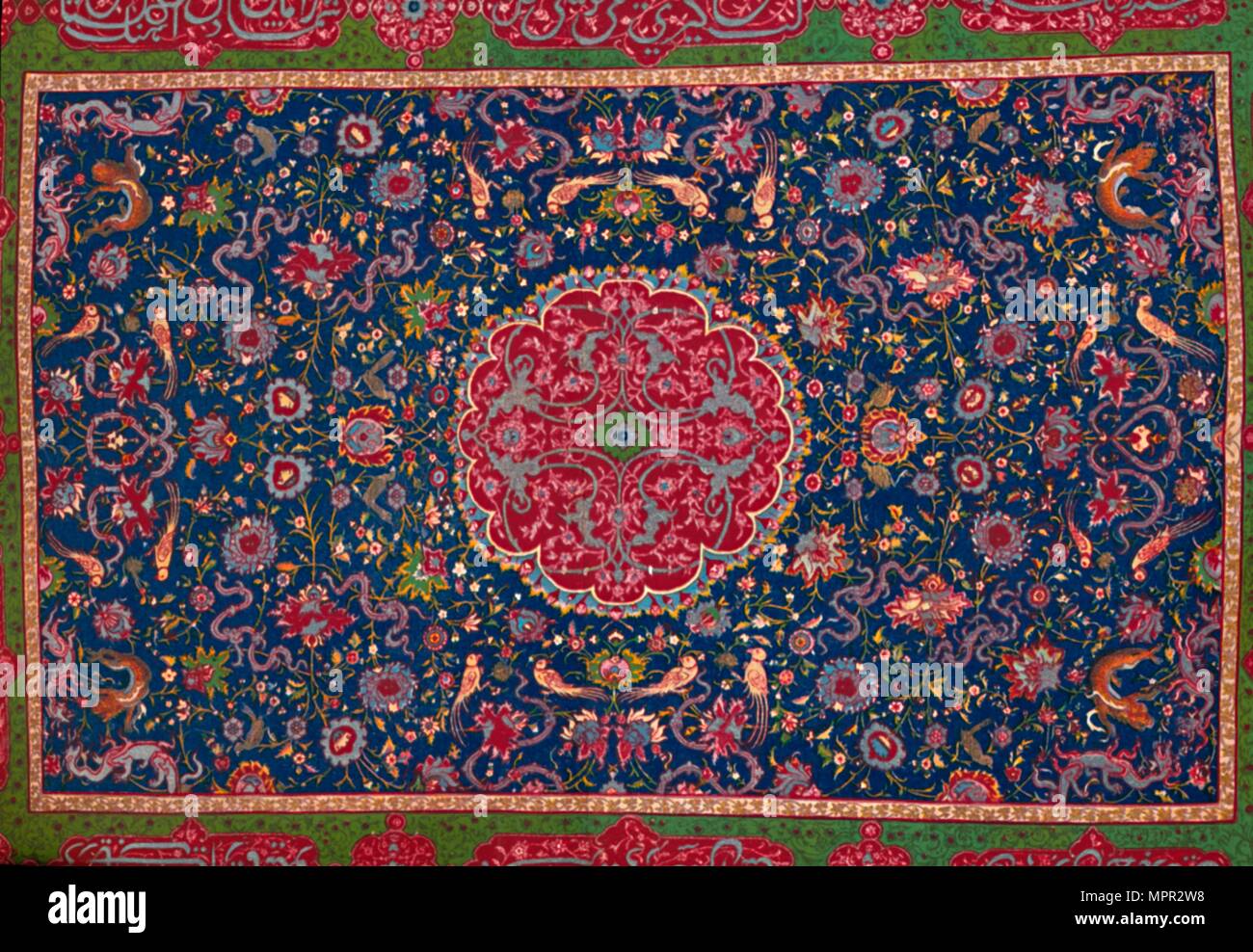 'Woollen Carpet, Enriched with Gold and Silver Thread. Persian; Late 16th Century', 1903. Artist: Unknown. Stock Photo