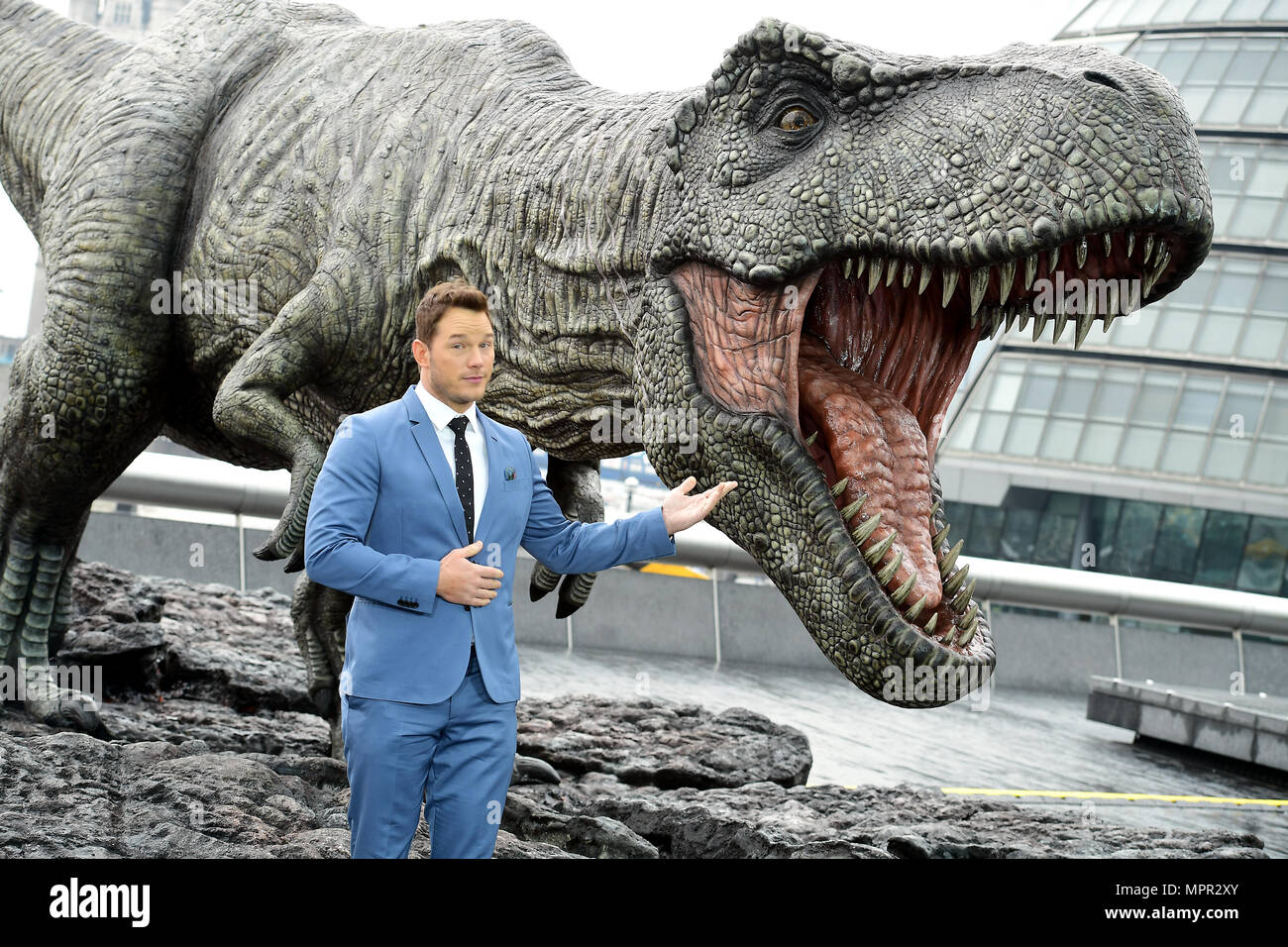 Chris Pratt attending a photocall for Jurassic World: Fallen Kingdom, held at the Strada, London. Stock Photo