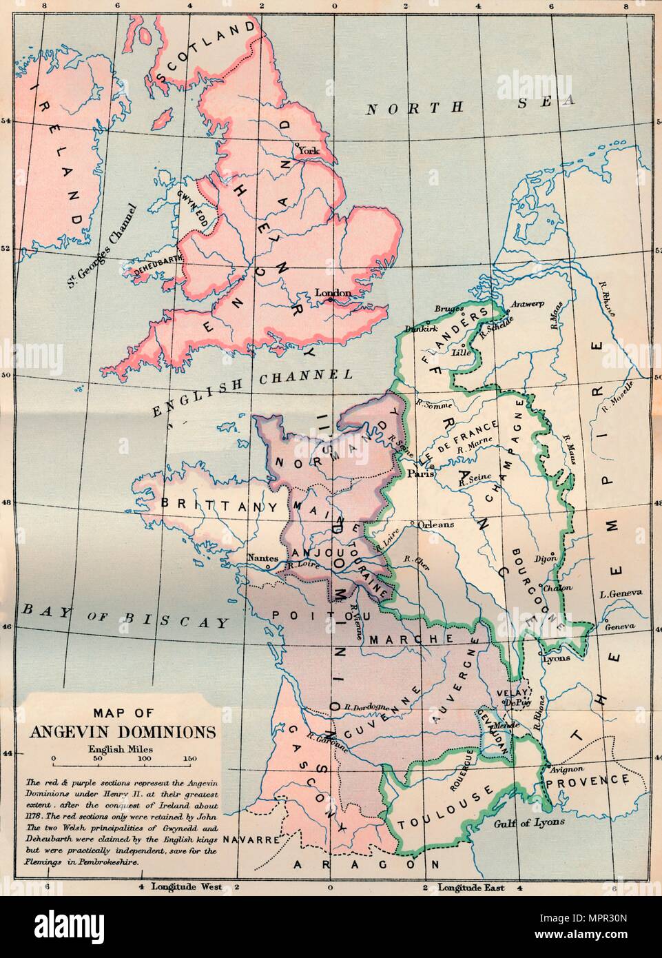 'Map of Angevin Dominions', 1902. Artist FS Weller Stock Photo Alamy