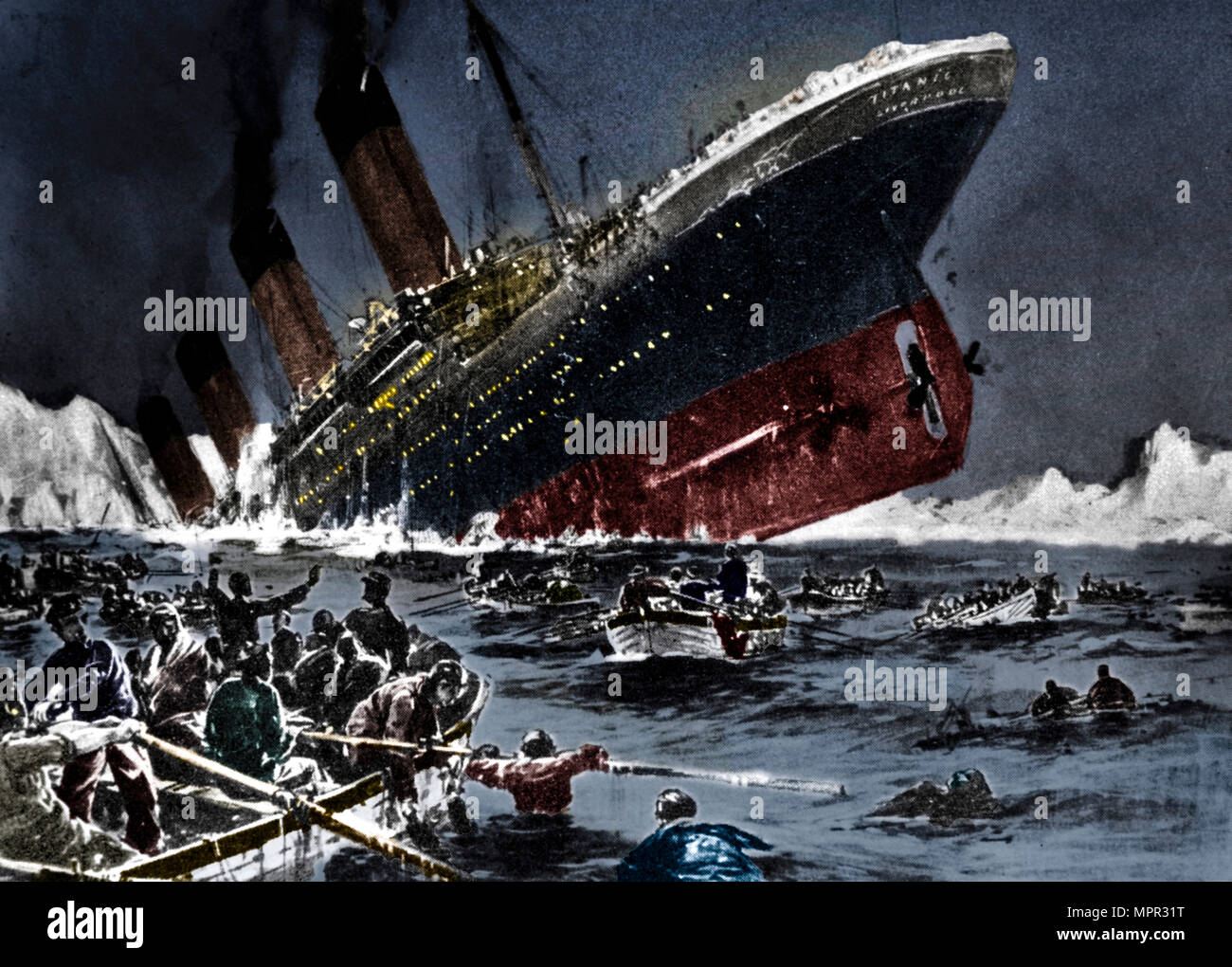The Sinking Of SS Titanic 14 April 1912 Artist Unknown Stock Photo 