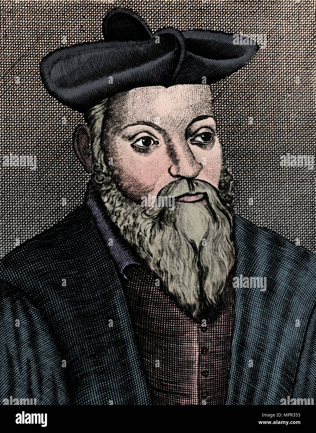 Michel Nostradamus (1503-1556), French physician and astrologer, 17th century. Artist: Unknown. Stock Photo