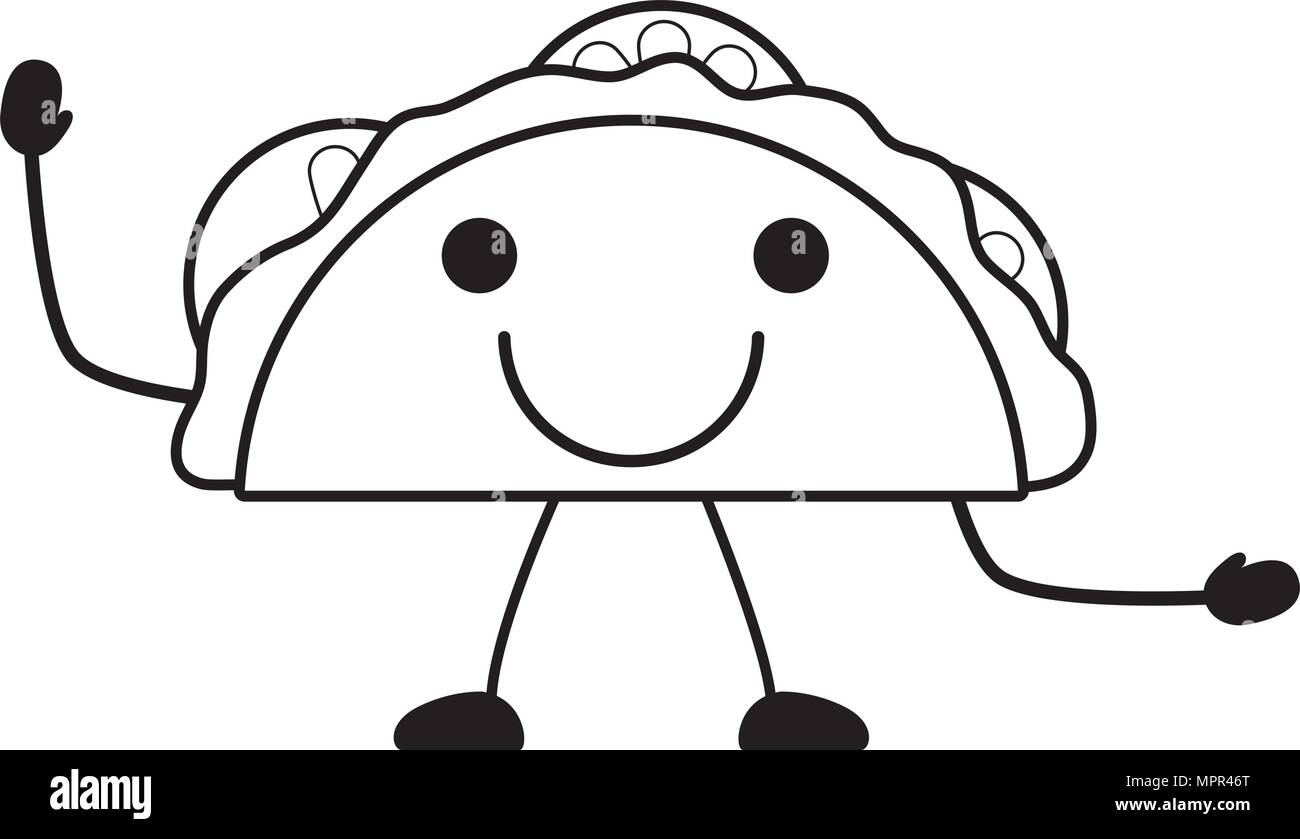 Kawaii happy taco icon over white background, vector illustration Stock ...