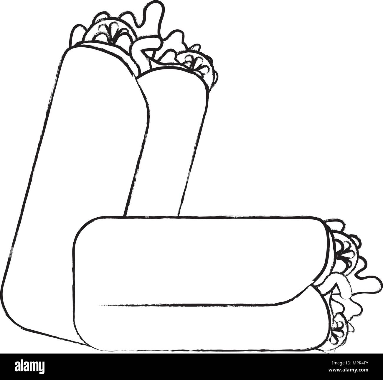 mexican burritos over white background, vector illustration Stock