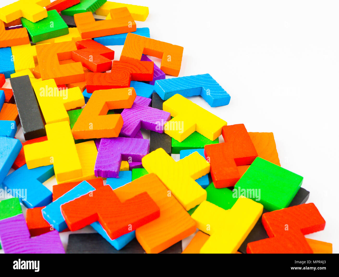Education concept- The tangram puzzle colorful wooden, puzzle for kid on white background Stock Photo