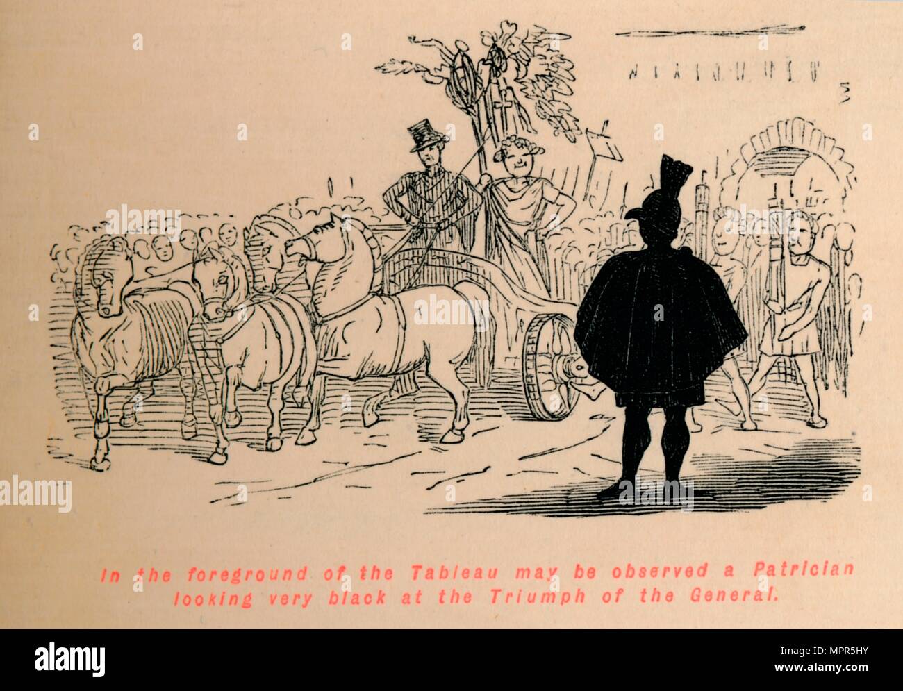 'In the foreground of the Tableau may be observed a Patrician looking very black at the Triumph of t Artist: John Leech. Stock Photo