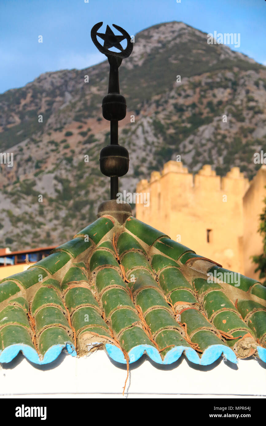Arabic star decorating a roof in Chaouen, Morocco Stock Photo Alamy