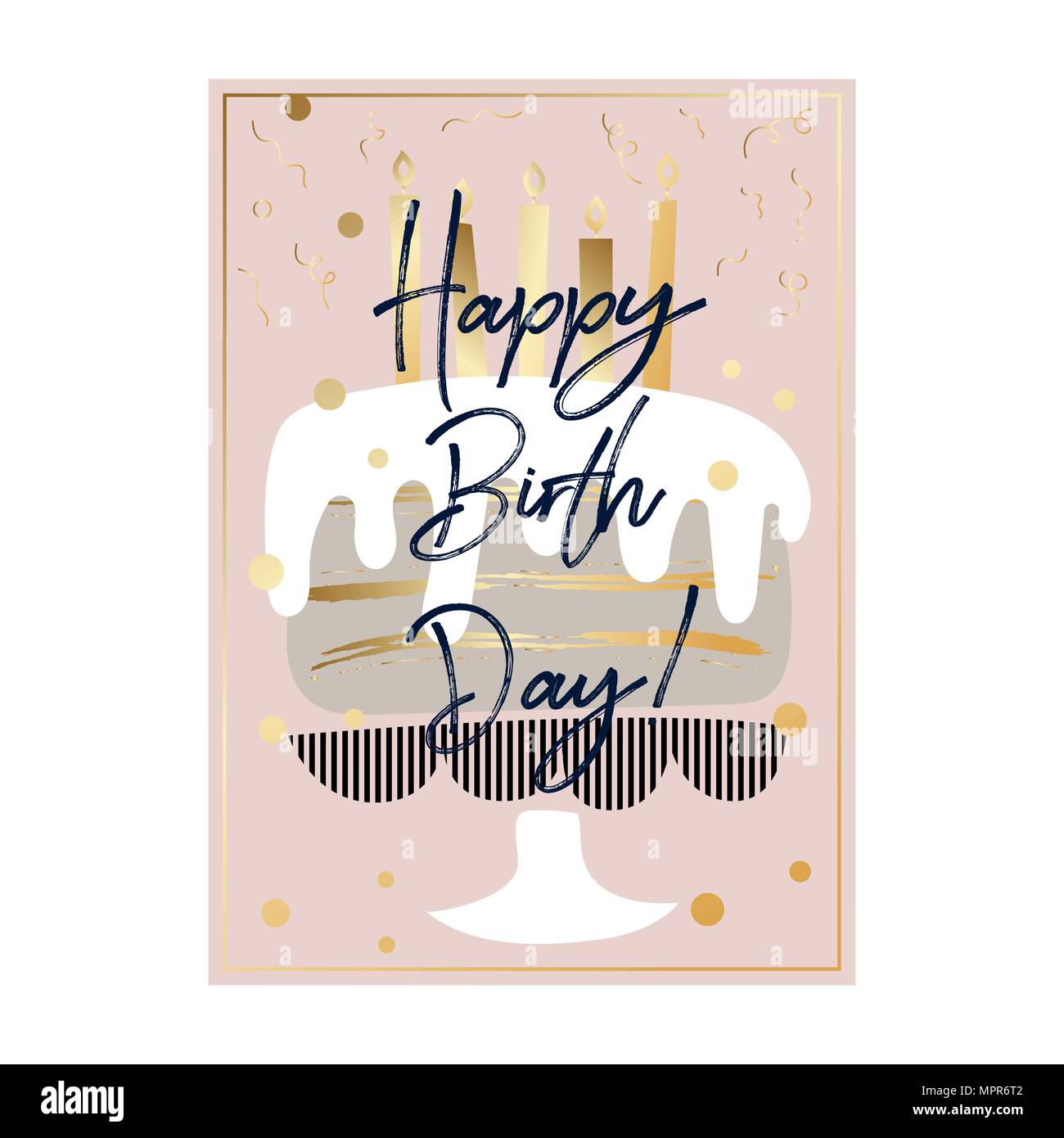 Happy birthday cake card design. Stock Vector