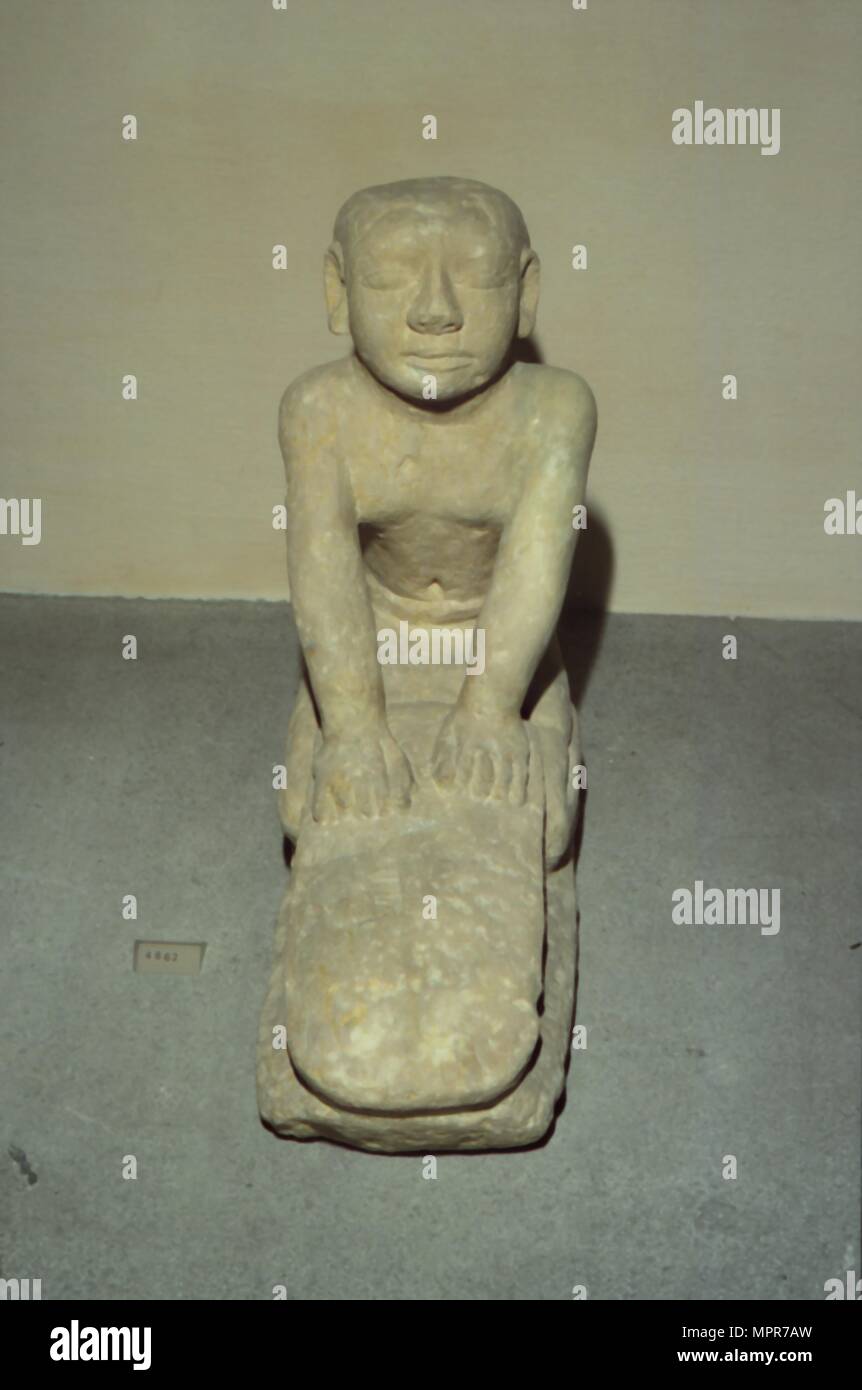 Painted Limestone figure, Egyptian, Old Kingdom, 2400BC-2000 BC Artist: Unknown. Stock Photo
