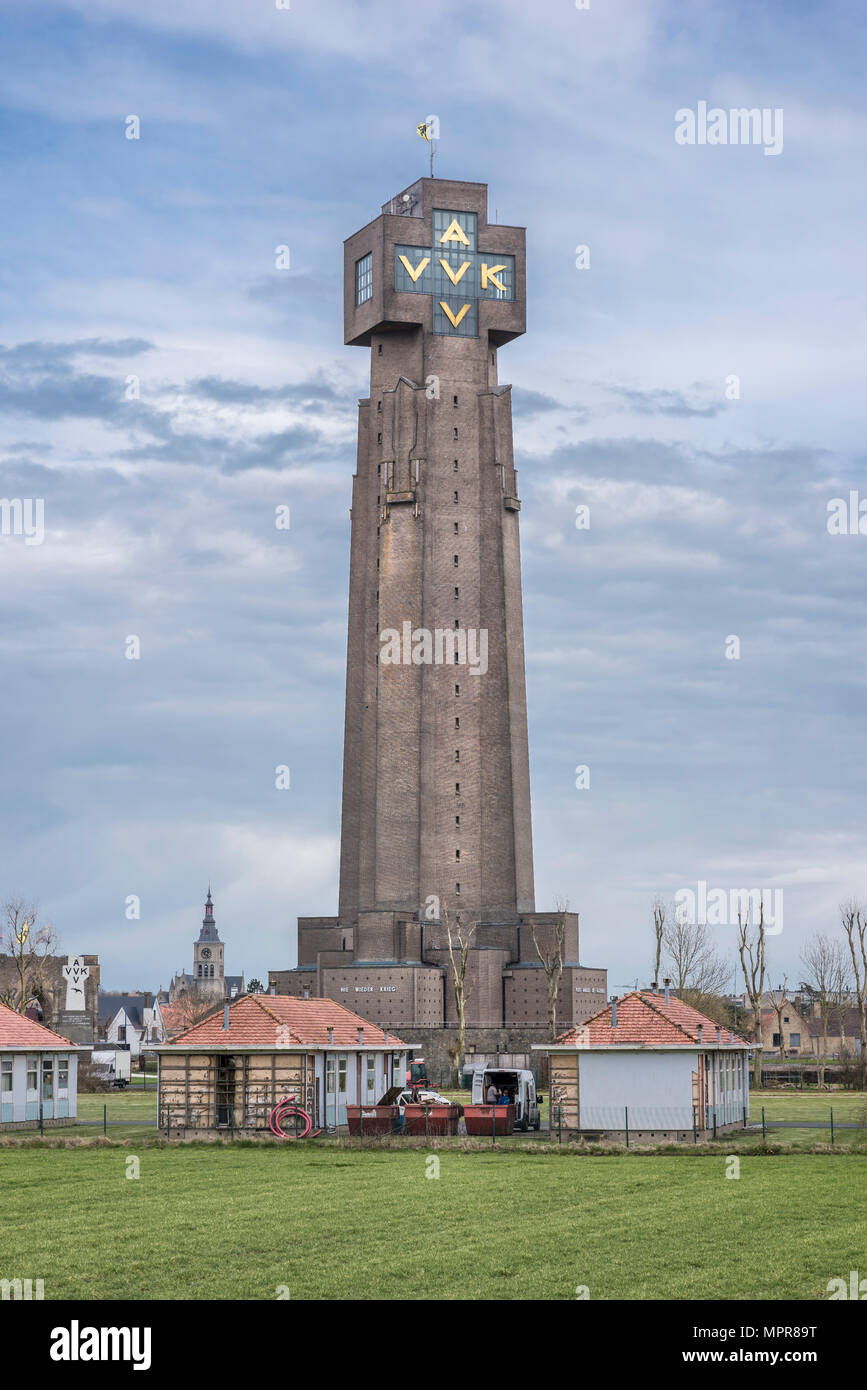 Yser Tower, First World War Memorial, Diksmuide, West Flanders, Belgium Stock Photo