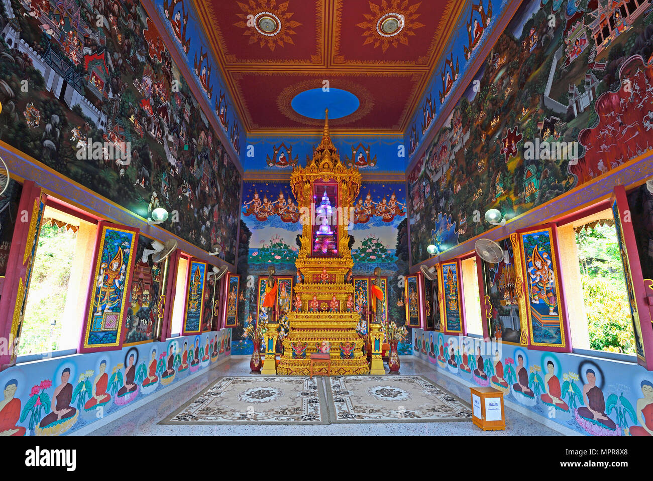 Splendidly designed interior of the temple Wat Khao Rang, Phuket, Thailand Stock Photo