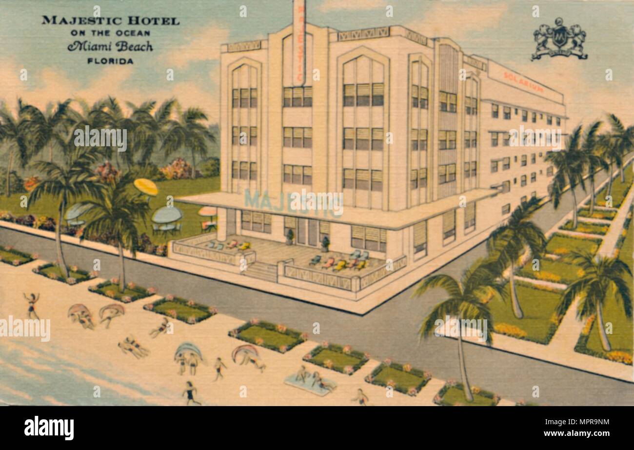 'Majestic Hotel on the Ocean. Miami Beach, Florida', c1940s. Artist: Unknown. Stock Photo