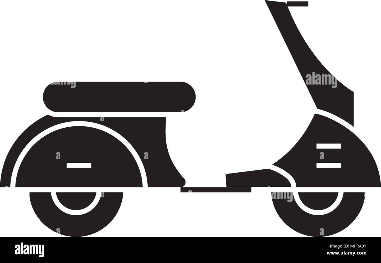 Scooter black icon, vector illustration. Scooter concept sign Stock ...