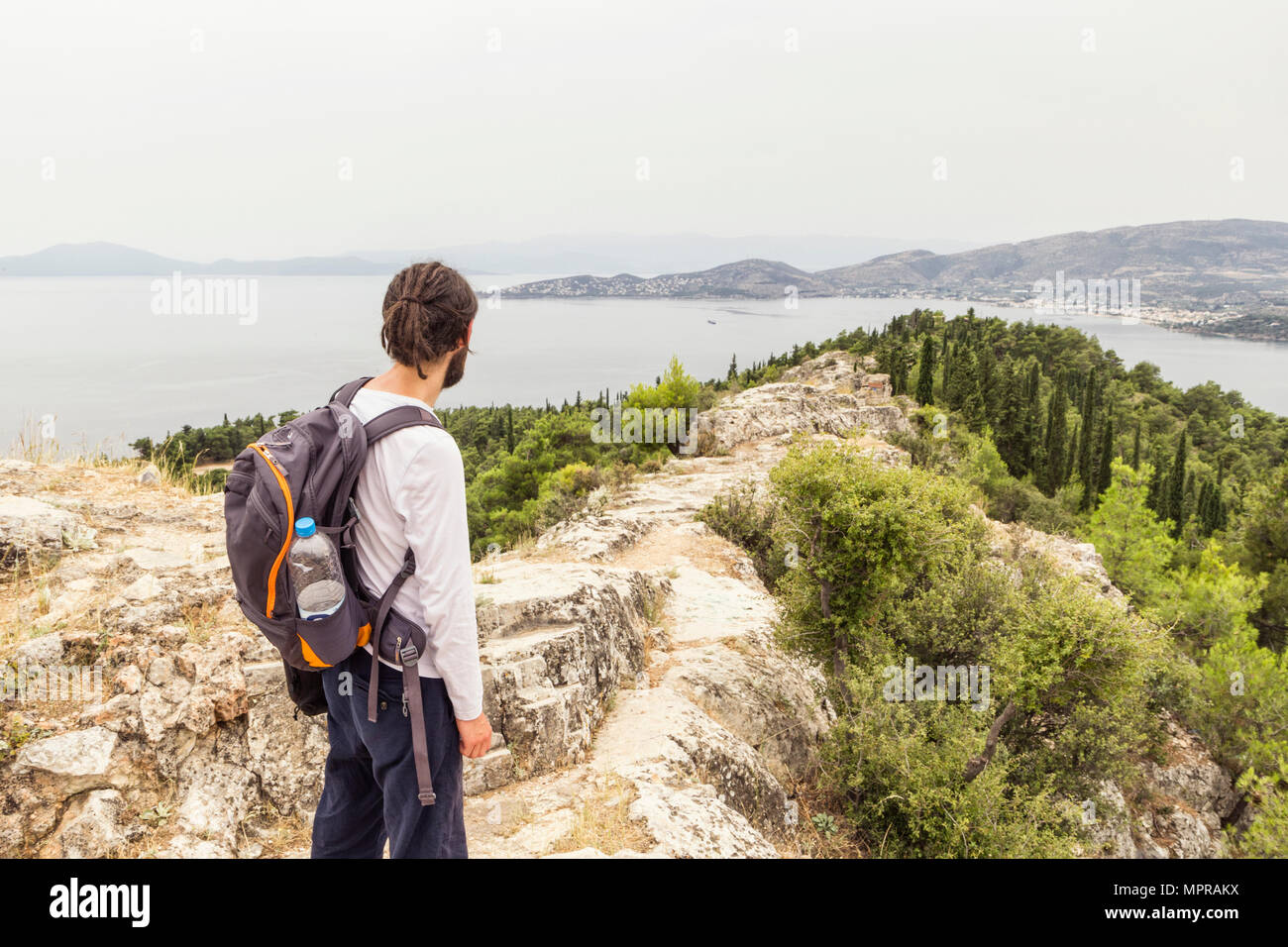 Hiker enjoying coastal view hi-res stock photography and images - Alamy