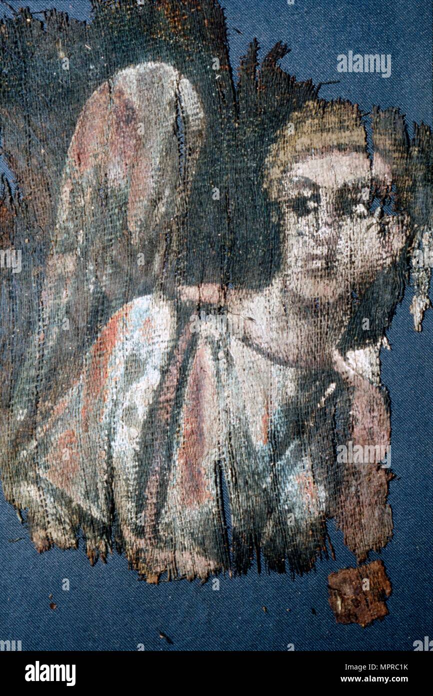 Coptic Textile of Angel, 6th century.  Artist: Unknown. Stock Photo