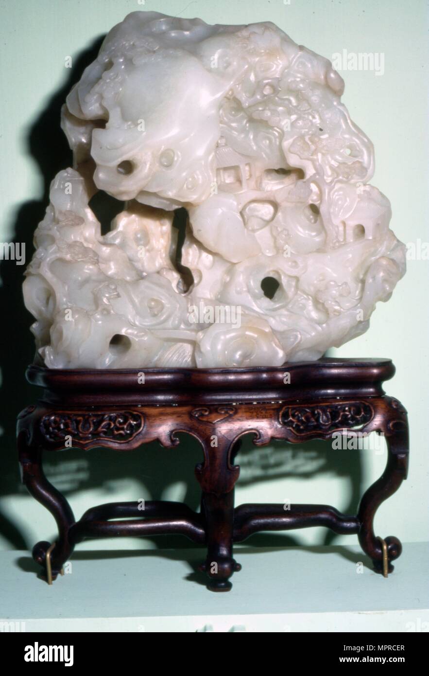 Chinese Jade, Representation of Taoist Sacred Mountain with Hermit's Hut, c1636-1912. Artist: Unknown. Stock Photo