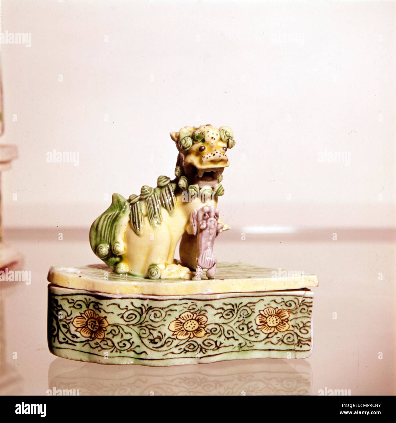 Lion, Chinese Porcelain. Artist: Unknown. Stock Photo