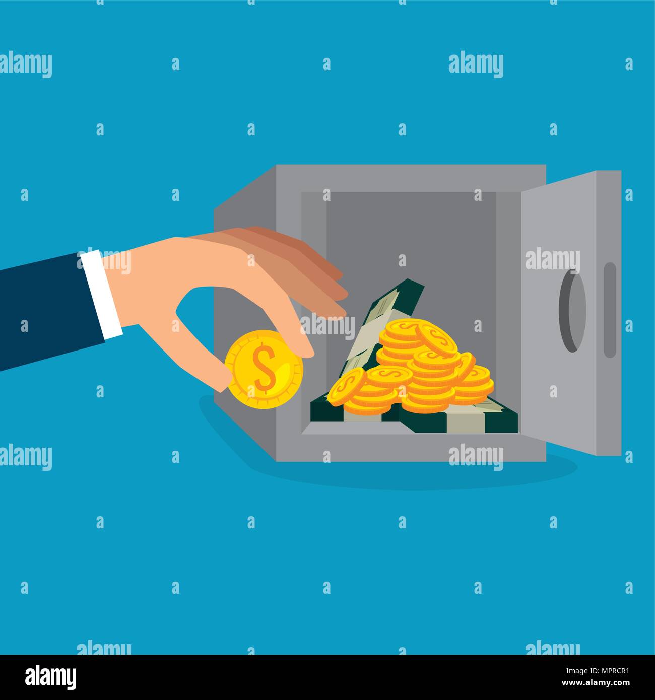 safe box with coins and bills dollars money Stock Vector Image & Art ...