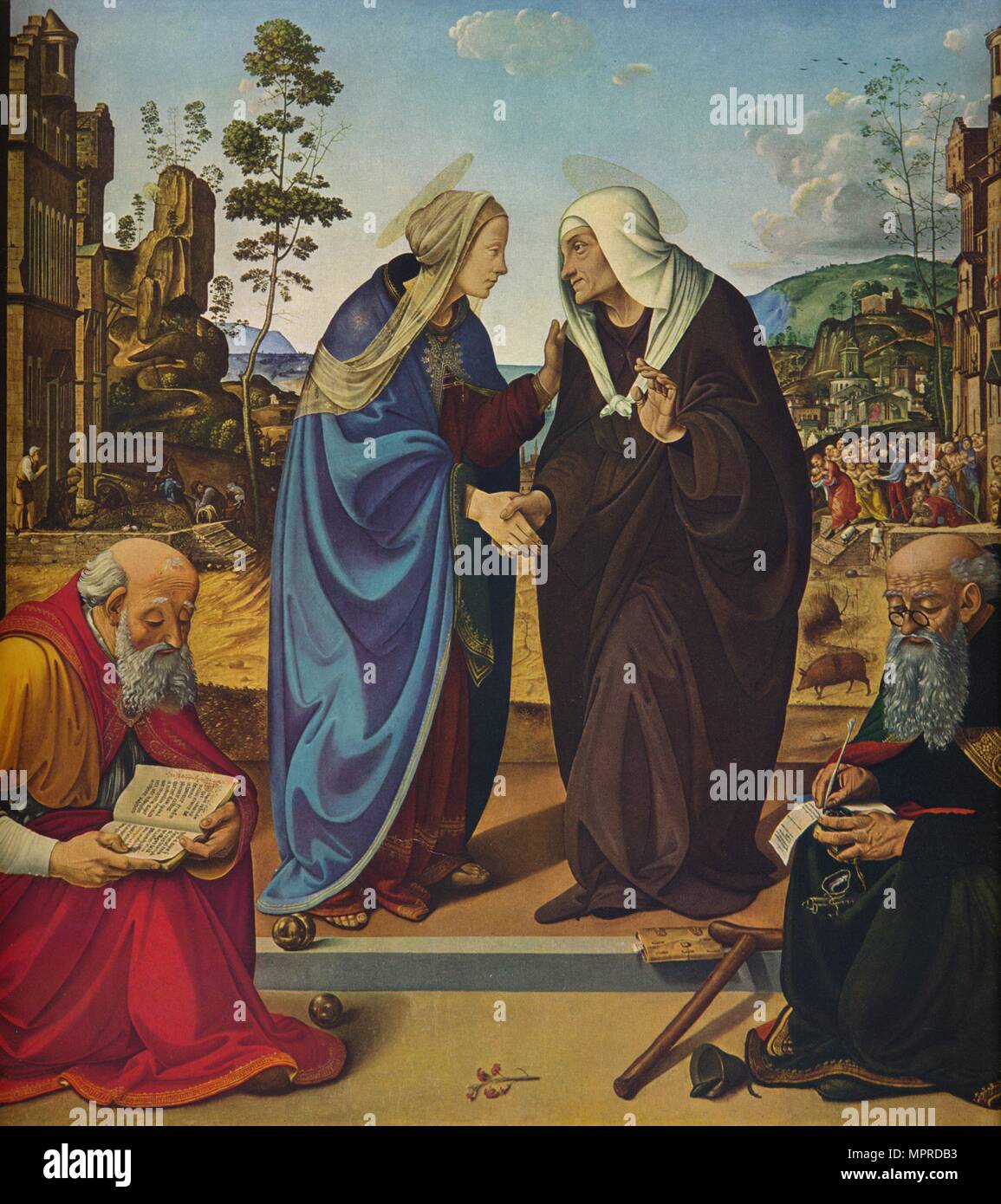 'The Visitation with Saints Nicholas and Anthony Abbot', c1489-1490. Artist: Piero di Cosimo. Stock Photo