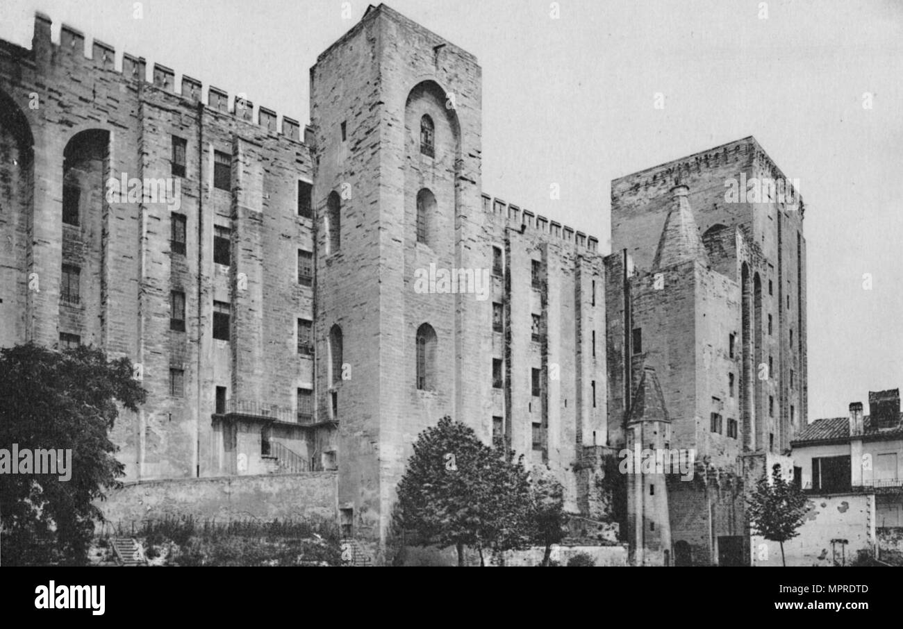 'Avignon. - Popes Palace St. Jean and Trouillas Towers (West Front)', c1925. Artist: Unknown. Stock Photo