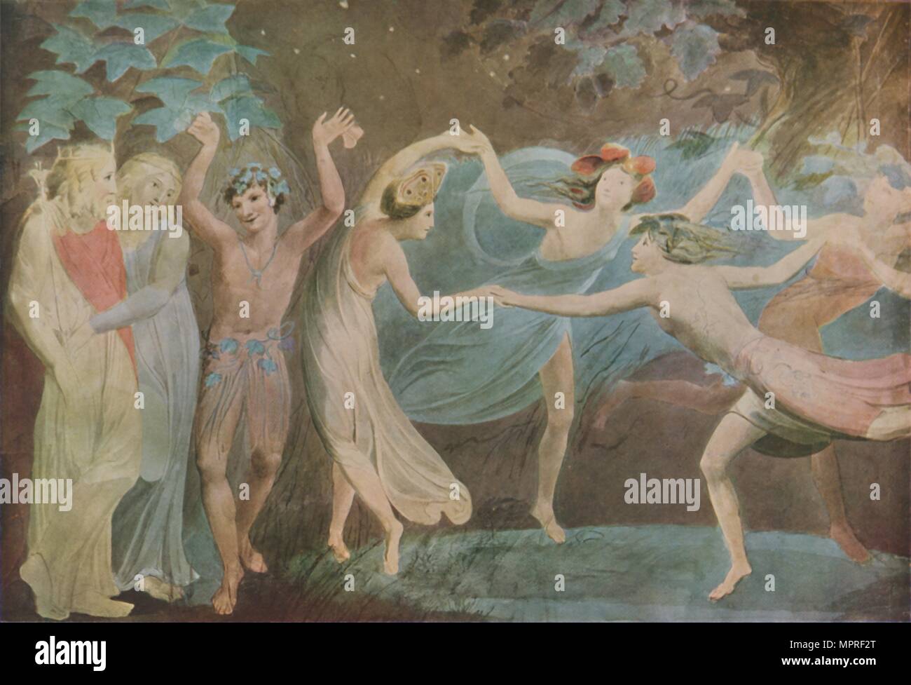 'Oberon, Titania and Puck with Fairies dancing', 1786. Artist: William Blake. Stock Photo