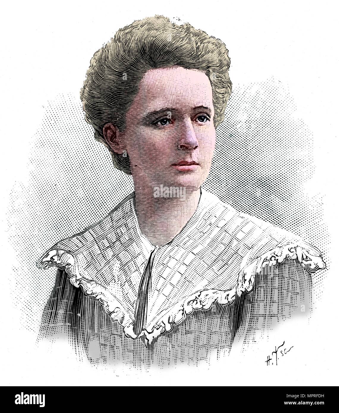 Marie Sklodowska Curie, Polish-born French physicist, 1904.   Artist: Anon. Stock Photo