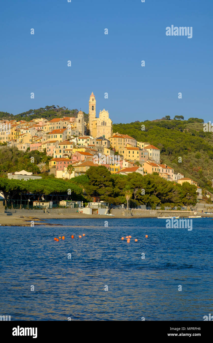 Italy, Liguria, Riviera di Ponente, Cervo, townscape in the evening light Stock Photo