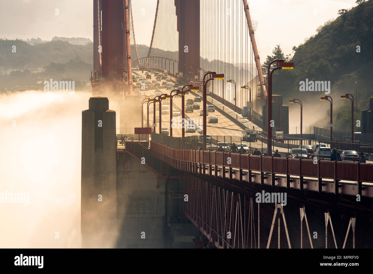 USA, California, San Francisco, Golden Gate Bridge and fog Stock Photo