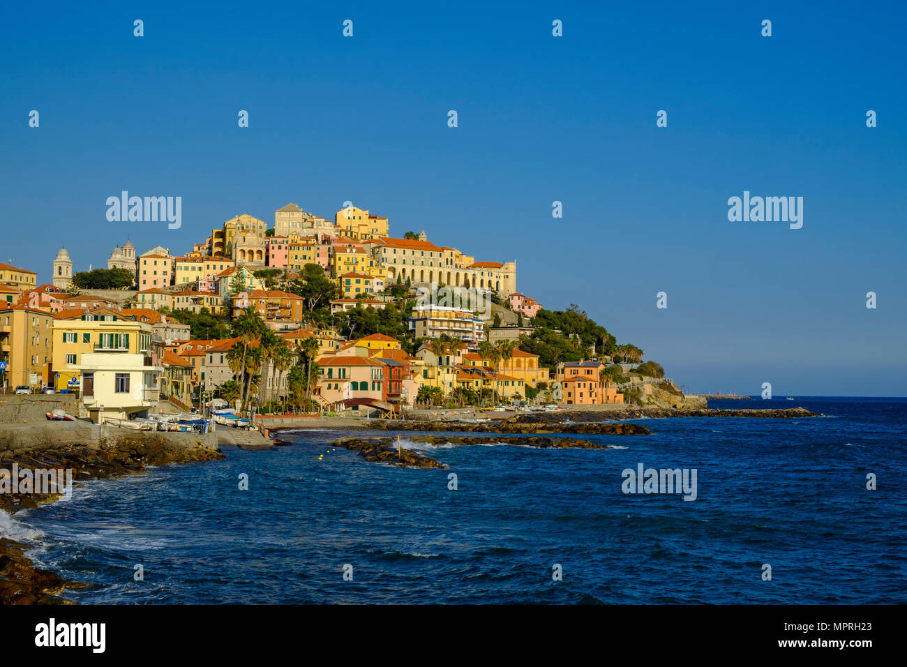 Italy, Liguria, Riviera di Ponente, Imperia, townscape in the evening light Stock Photo