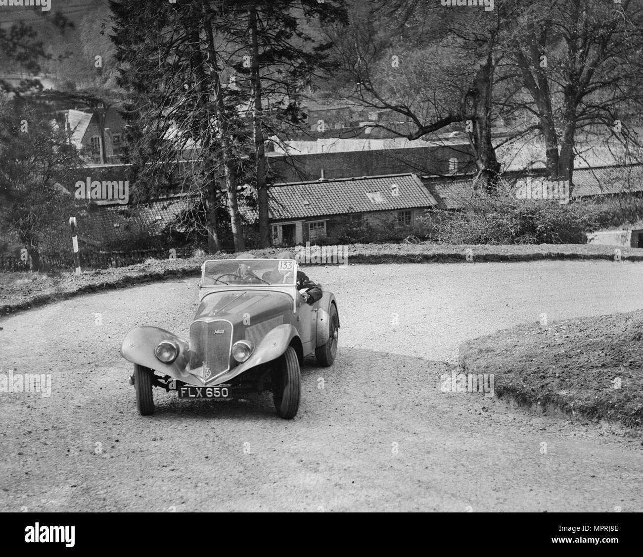 Lincoln Zephyr engined Allard Special of DG Silcock competing in the RAC Rally, 1939. Artist: Bill Brunell. Stock Photo