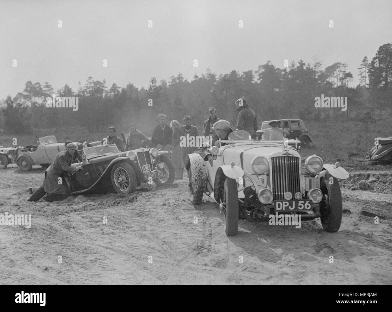 Talbot 10 Sports of DH Perring competing in the Great Weat Motor Club Trial, 1938. Artist: Bill Brunell. Stock Photo