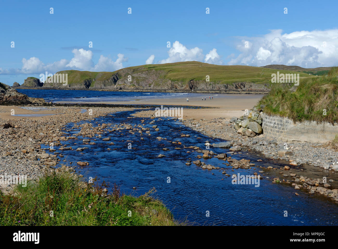 United Kingdom, Scotland, Highland, Sutherland, Bettyhill, Clachan Burn river and beach Stock Photo