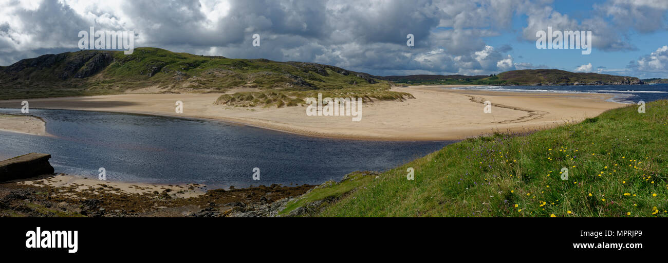 United Kingdom, Scotland, Highland, Sutherland, Bettyhill, sand dune and beach at river Naver Stock Photo
